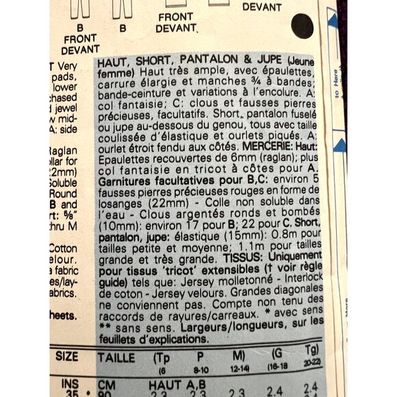 Butterick 5602 pattern sweatshirt oversized shorts skirt pants size Large - Picture 7 of 8